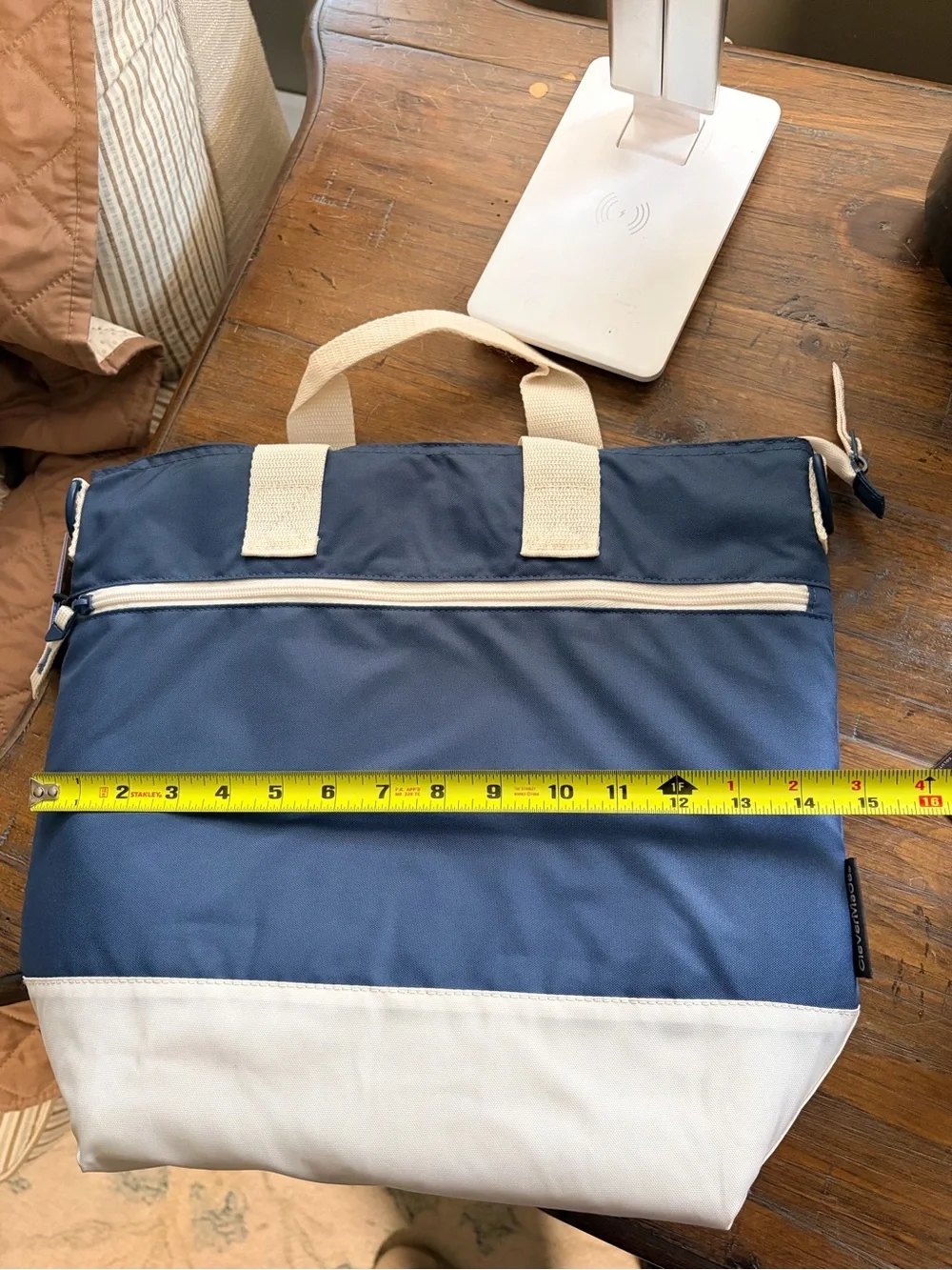 Cooler Tote 12 - Navy and Cream Insulated Travel Tote